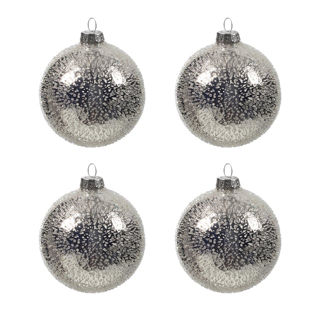 Set de 4 boules de noël mercurisées en verre D8 Couleur argenté <span itemprop=