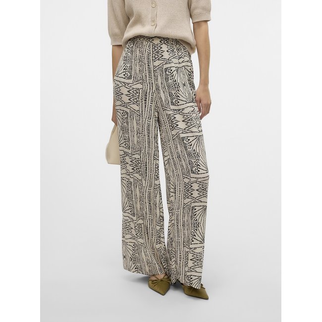 Pantalón ancho con estampado de flores estampado crudo/negro <span itemprop=