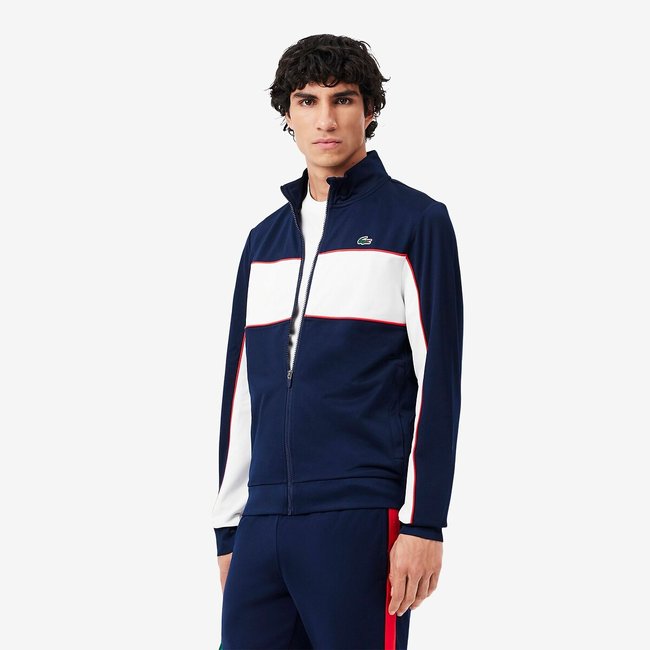 Giacca sportiva con logo Lacoste stampato marine/bianco LACOSTE