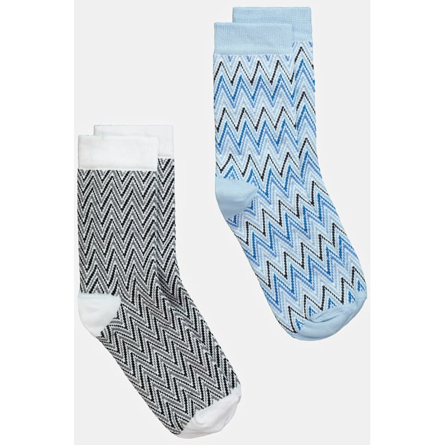 Chaussettes à imprimé zigzag, lot de 2 multicolore <span itemprop=