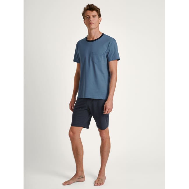 Pyjama court manches courtes Coton RELAX ESSENTIALS coronet blue <span itemprop=