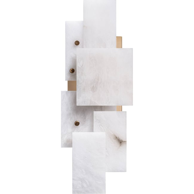 Applique murale en albâtre esprit art déco Couleur blanc albâtre et doré <span itemprop=