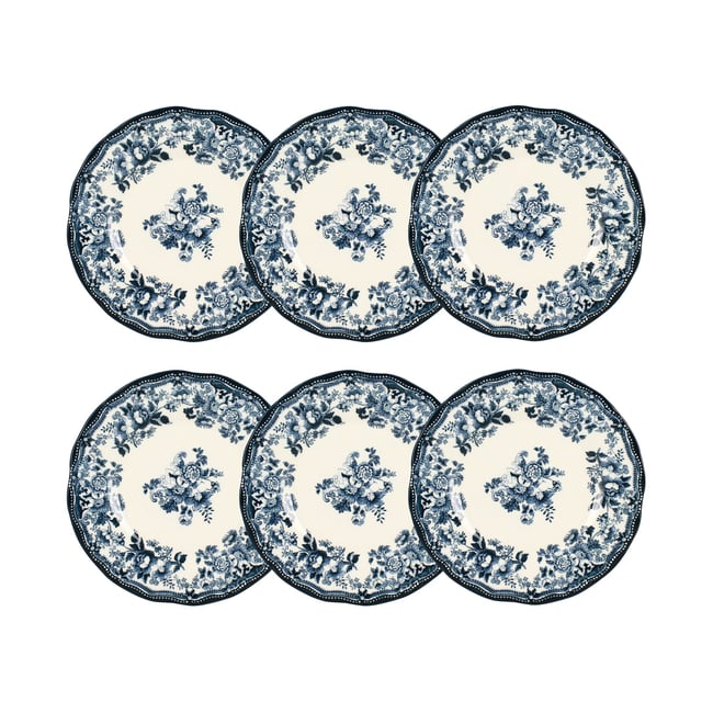 Lot de 6 assiettes à dessert en grès 20cm, FAUSTINE - NOVASTYL