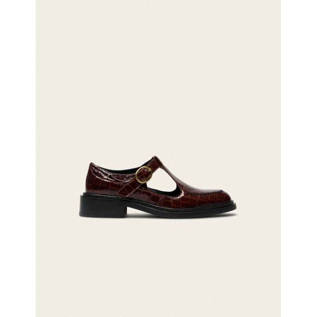 Derbies TYRIA cuir croco marron <span itemprop=