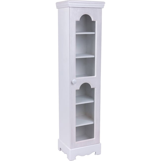 Armoire vitrée rectangulaire en bois Couleur blanc effet bois clair <span itemprop=