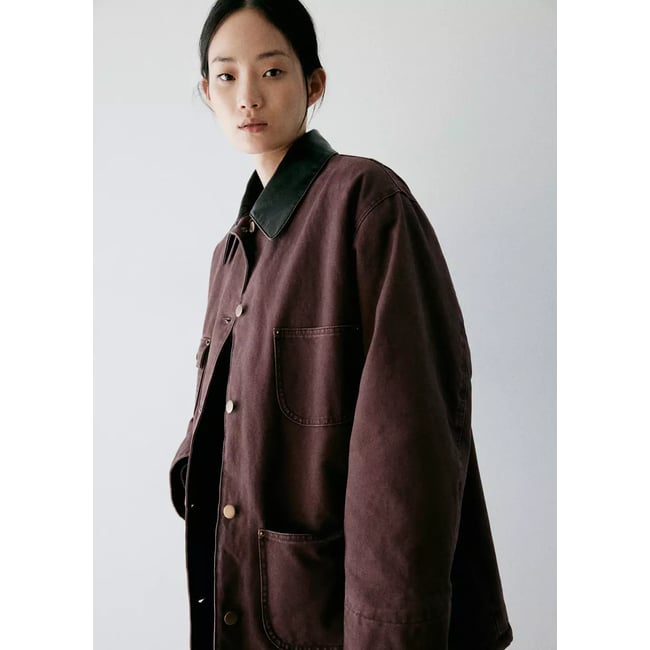 Parka col contrasté grenat <span itemprop=