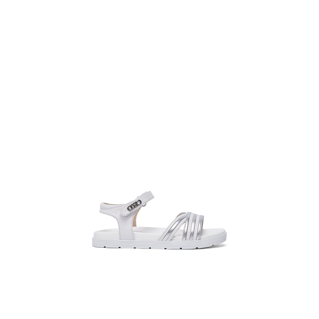Sandales bicolores blanc <span itemprop=