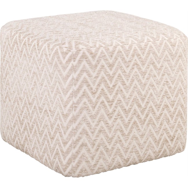 Pouf carré tissé à motif chevron Couleur beige chevron <span itemprop=