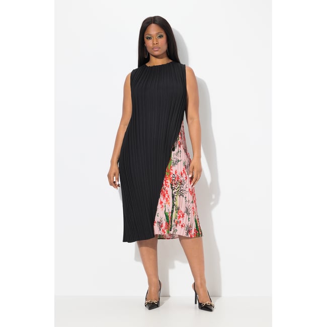 Robe midi plissée noir <span itemprop=