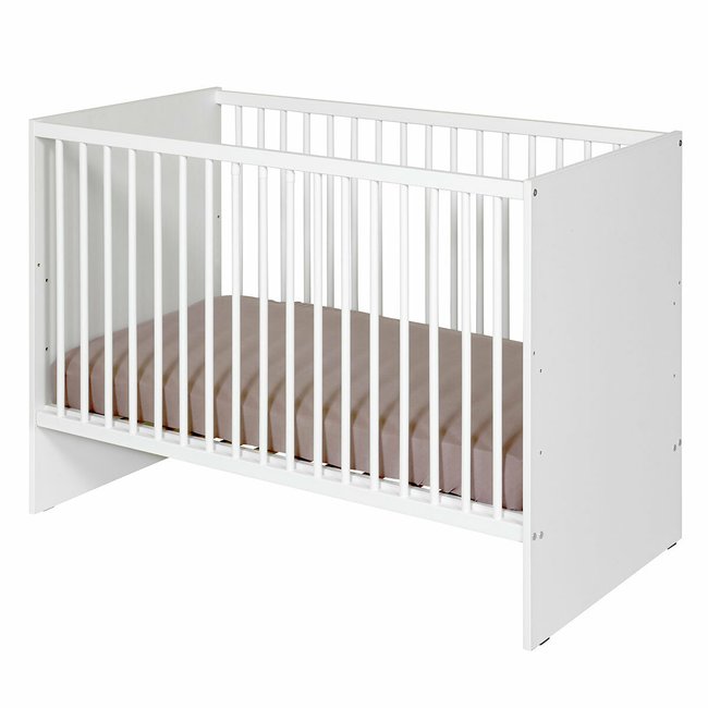 Pack lit bébé à barreaux avec matelas PIXI blanc <span itemprop=