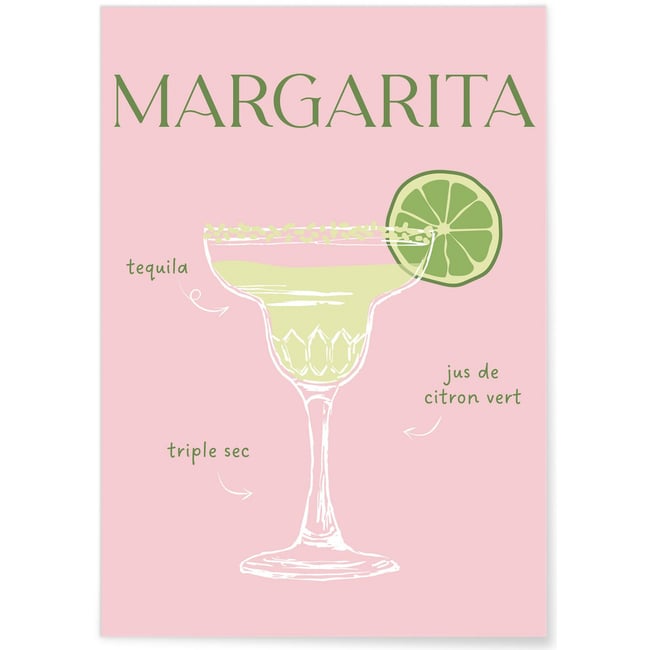 Affiche Cocktail Margarita 2 Couleur blanc <span itemprop=