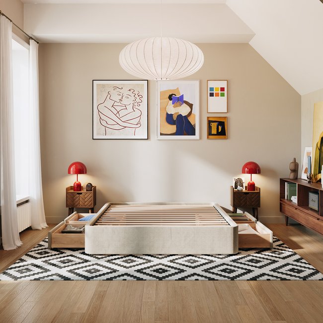 Sommier 4 tiroirs Nova Couleur beige <span itemprop=