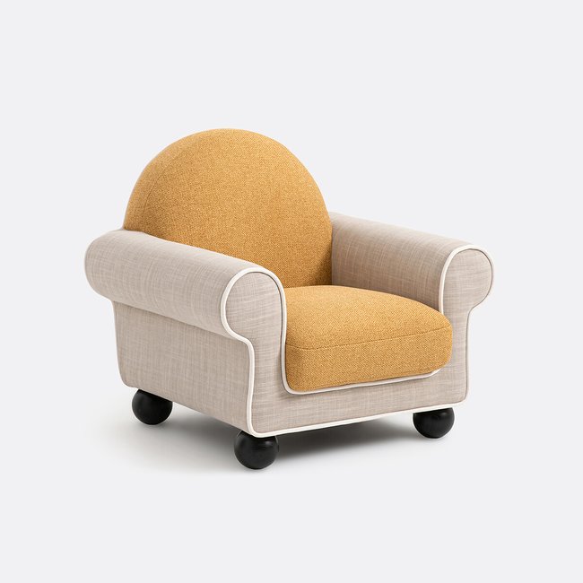 Sillón bimaterial, Super Club crudo/amarillo <span itemprop=