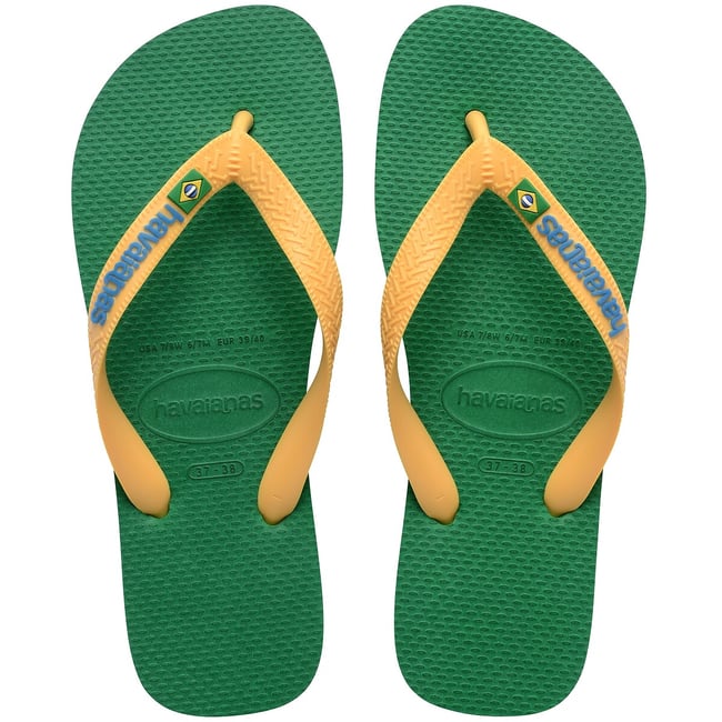 Tongs BRASIL LOGO vert/jaune <span itemprop=