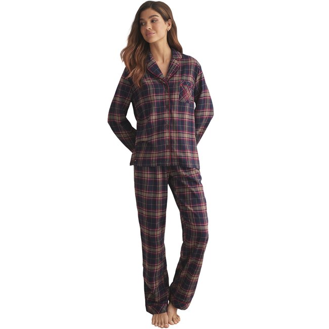 Pyjama pantalon chemise manches longues PLAID bordeaux <span itemprop=