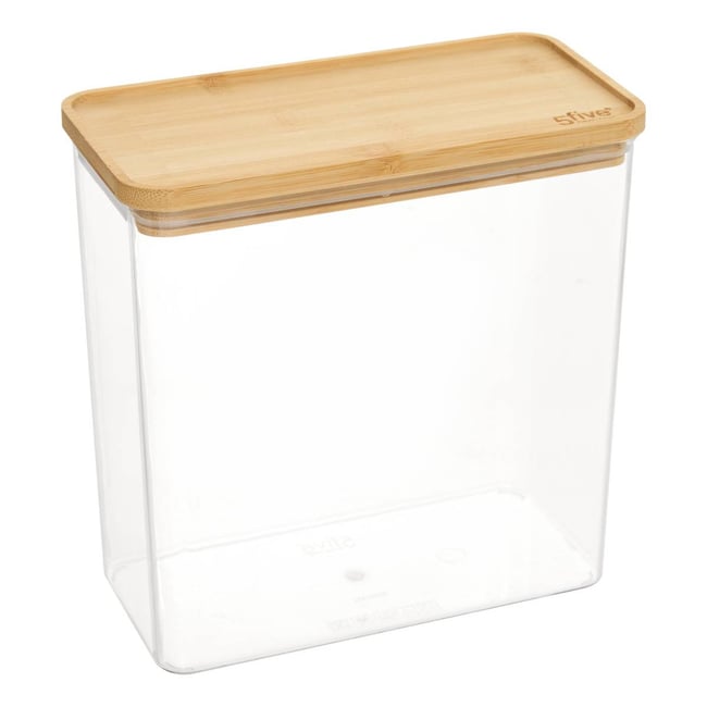 Boîte de conservation rectangulaire avec couvercle en bambou ESKE Couleur transparent <span itemprop=