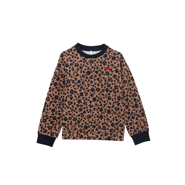 Sweat imprimé léopard marron caramel <span itemprop=