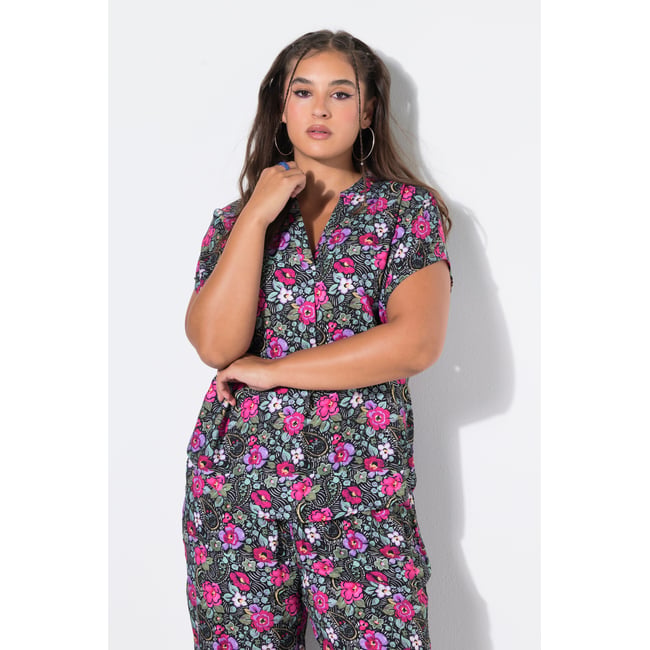 Blouse oversize à imprimé floral noir <span itemprop=