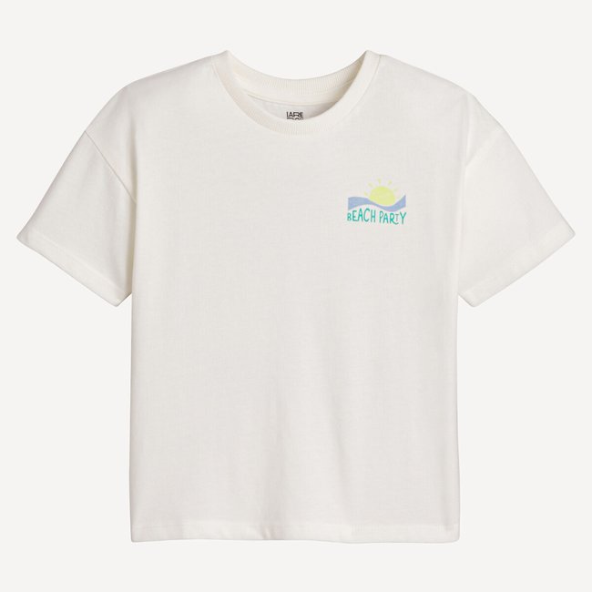 Camiseta cuello redondo, motivo detrás crudo <span itemprop=