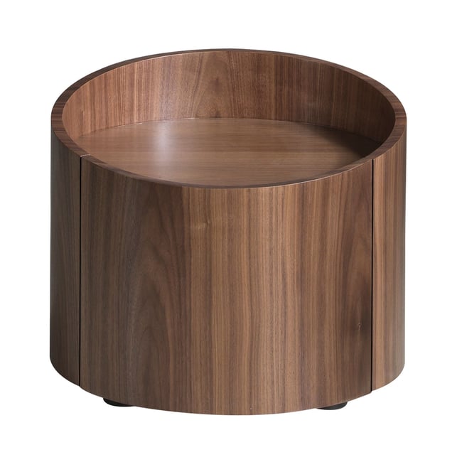 Table de chevet en noyer et acier Couleur noyer | noir <span itemprop=