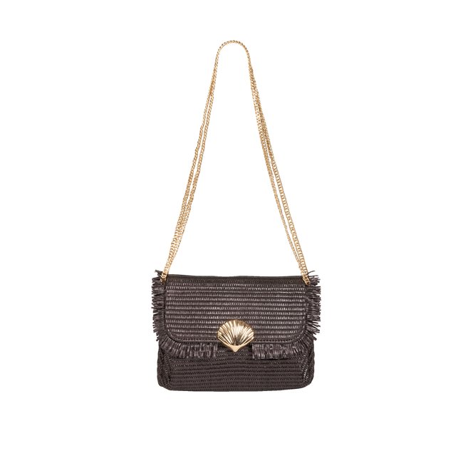Sac bandoulière fermoir marron foncé <span itemprop=