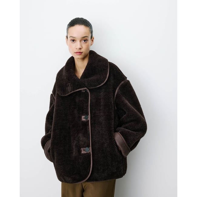Cappotto in pelliccia sintetica, AMELIO cioccolato GRACE & MILA