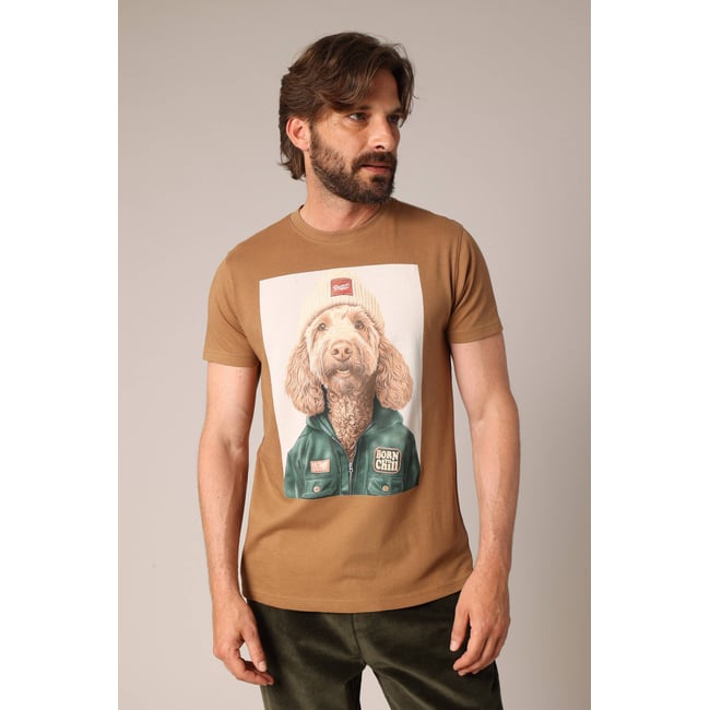 T-shirt homme imprimé original, 100 % coton CABO mocha <span itemprop=