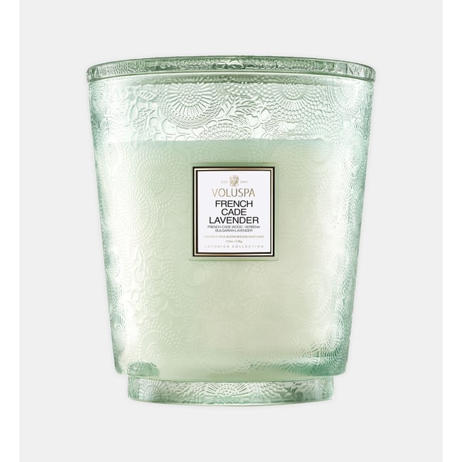 French cade lavender - bougie parfumée 5 mèches - grand modèle Couleur blanc <span itemprop=