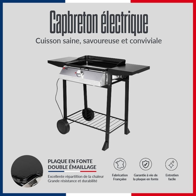 Plancha électrique sur chariot, Capbreton noir <span itemprop=