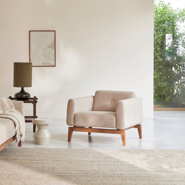 Fauteuil en Tissu massif, BJORN Couleur beige <span itemprop=
