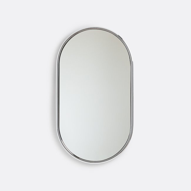 Miroir ovale en fer chromé, Eloka Couleur chrome <span itemprop=