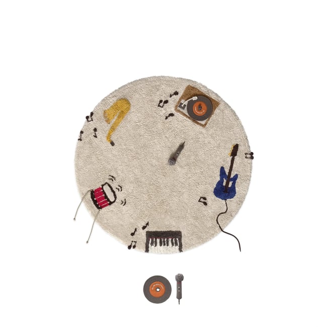 Tapis lavable Musique MUSIC STUDIO ocre, grain de café, naturel, gris foncé <span itemprop=