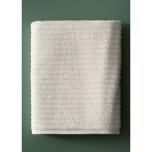 Drap de bain bouclette jacquard chevron écru <span itemprop=