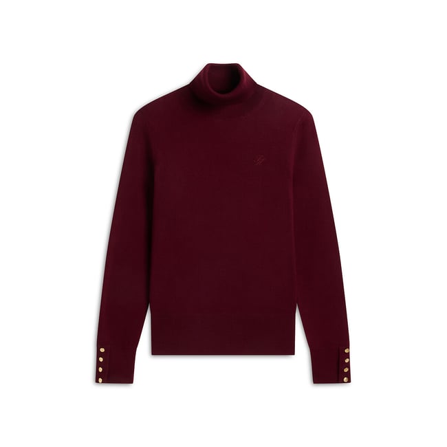 Pull col roulé en laine mérinos  burgundy <span itemprop=