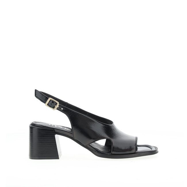Leather Slingback Sandals with Square Toe, black, MJUS