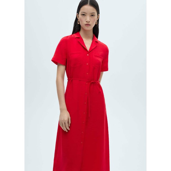 Robe chemisier poches rouge <span itemprop=