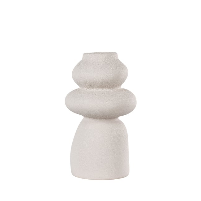 Vase de forme organique en grès H26,5cm- NOSARA Couleur blanc ivoire <span itemprop=