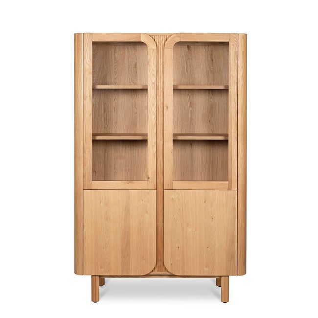 Vitrine 4 portes 2 en verre et 2 en bois Couleur naturel <span itemprop=