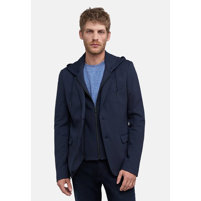 Veste avec parementure amovible bleu marine <span itemprop=
