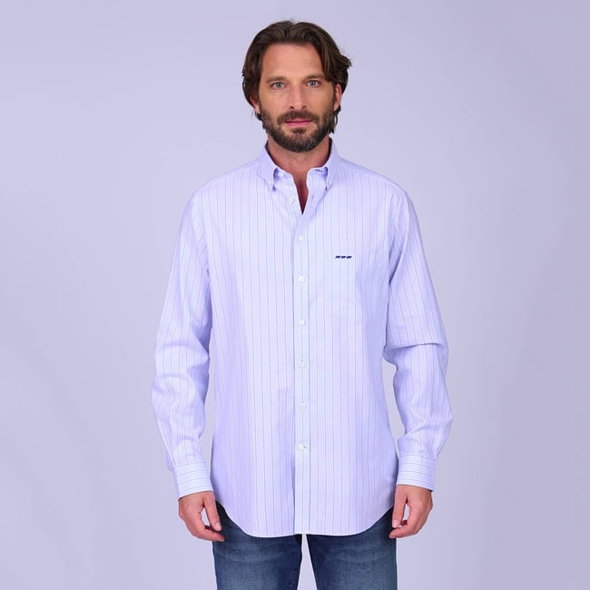 Chemise rayée bleu ciel <span itemprop=