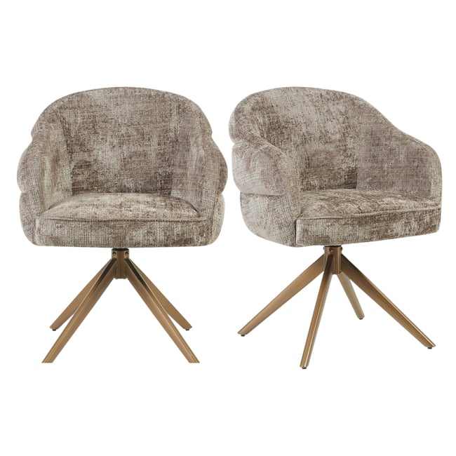 Chaise arrondie pivotante dossier structuré (lot de 2) CORTINA Couleur greige <span itemprop=