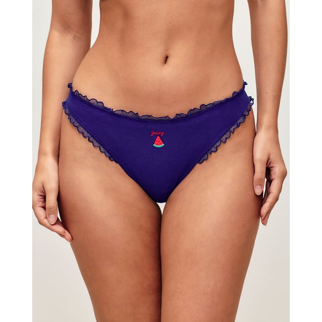 Tanga en coton broderie pastèque 