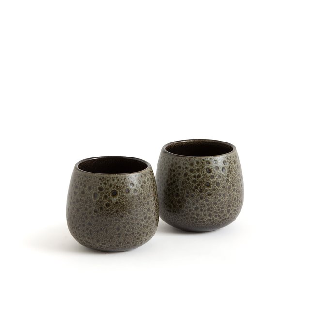 Confezione da 2 tazze in gres con smalto reattivo, Nalyx kaki grigio LA REDOUTE INTERIEURS