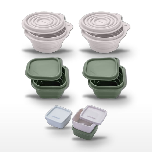 Lot de 4 boîtes à snacks avec 3 boîtes à sauce STORAGE blanc|vert|coloré <span itemprop=