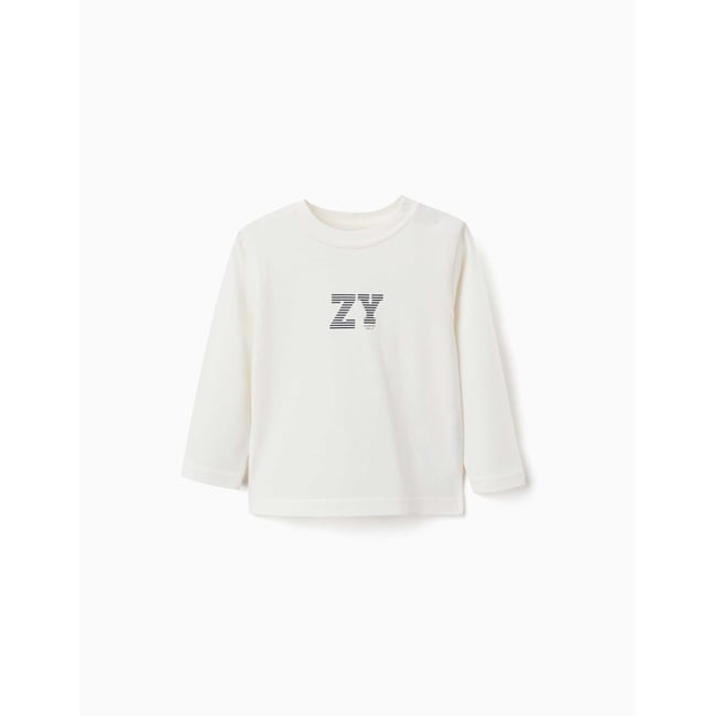 T-shirt en coton à manches longues avec imprimé ZY en relief - ZIPPY