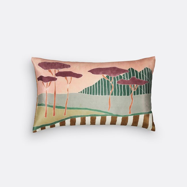 Housse de coussin rectangulaire, pure soie, Solaro multicolore <span itemprop=