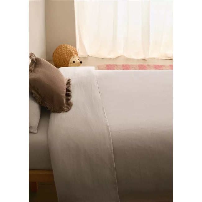 Housse de couette enfant lin lavé lit 90 cm marron moyen <span itemprop=