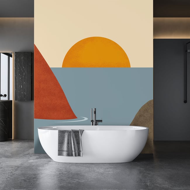 Papier peint journée à l'eau Couleur intissé <span itemprop=