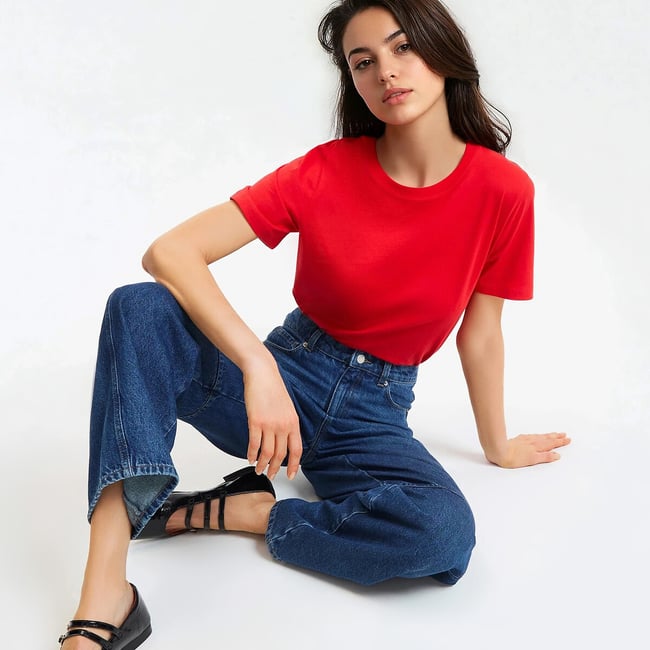 T-shirt col rond, manches courtes - LA REDOUTE COLLECTIONS