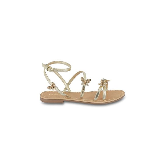 Sandalias planas de piel Orel dorado <span itemprop=